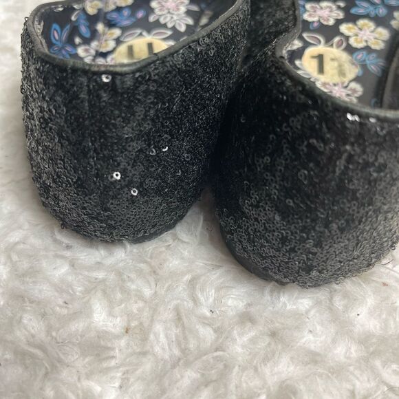 Tory Burch Divine Bow  black Sequin Leather Flats with front bow accent Size 11 - Picture 6 of 10
